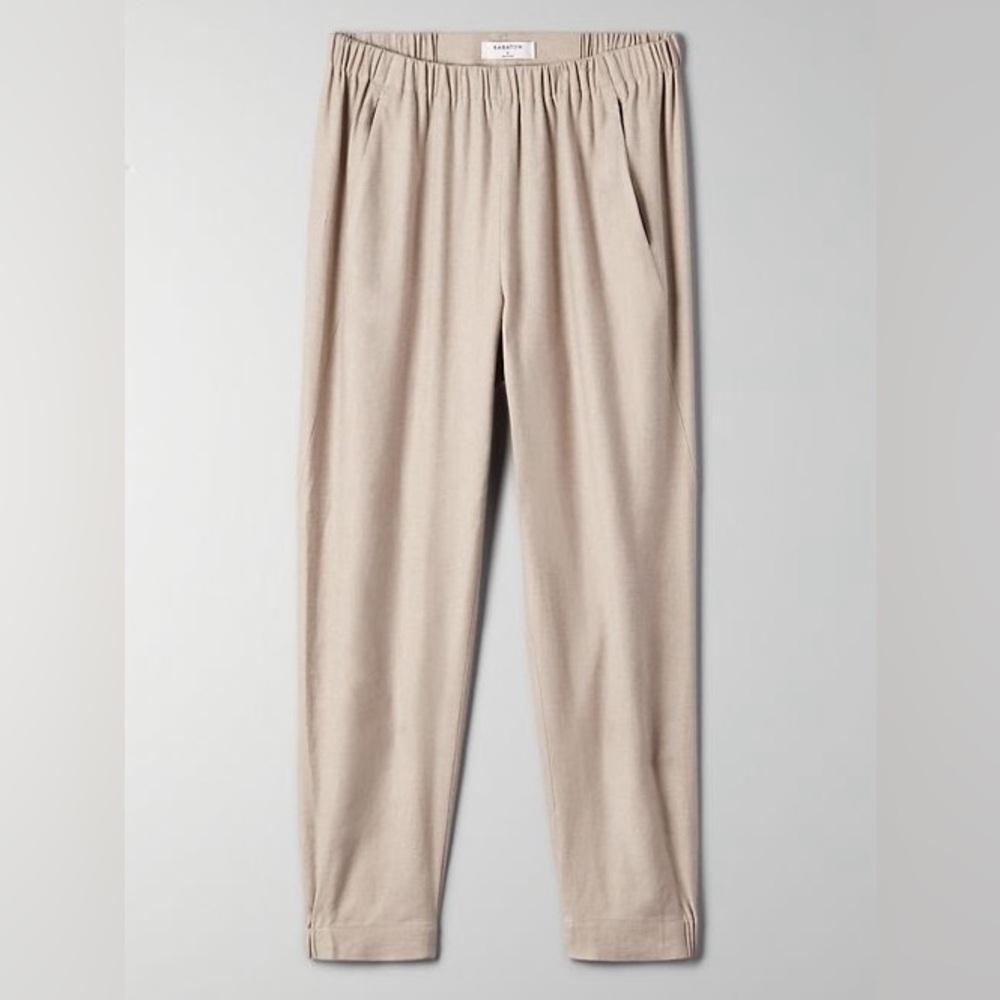 New Aritzia Babaton Dexter Linen Pant Small Beige Brown Trace